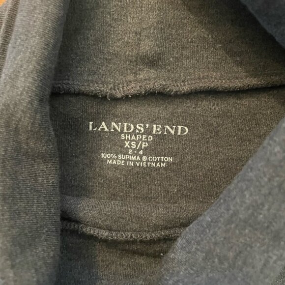 Lands' End Supima Cotton Turtleneck Heather Grey Roll Neck Shirt - Picture 3 of 6